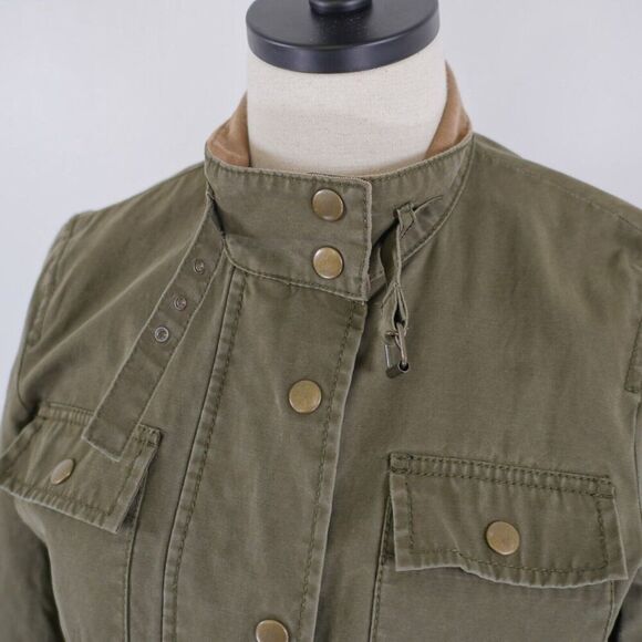 Banana Republic Green Small Polyester Pocket Mock Neck Belted Jacket Lined - Picture 2 of 16